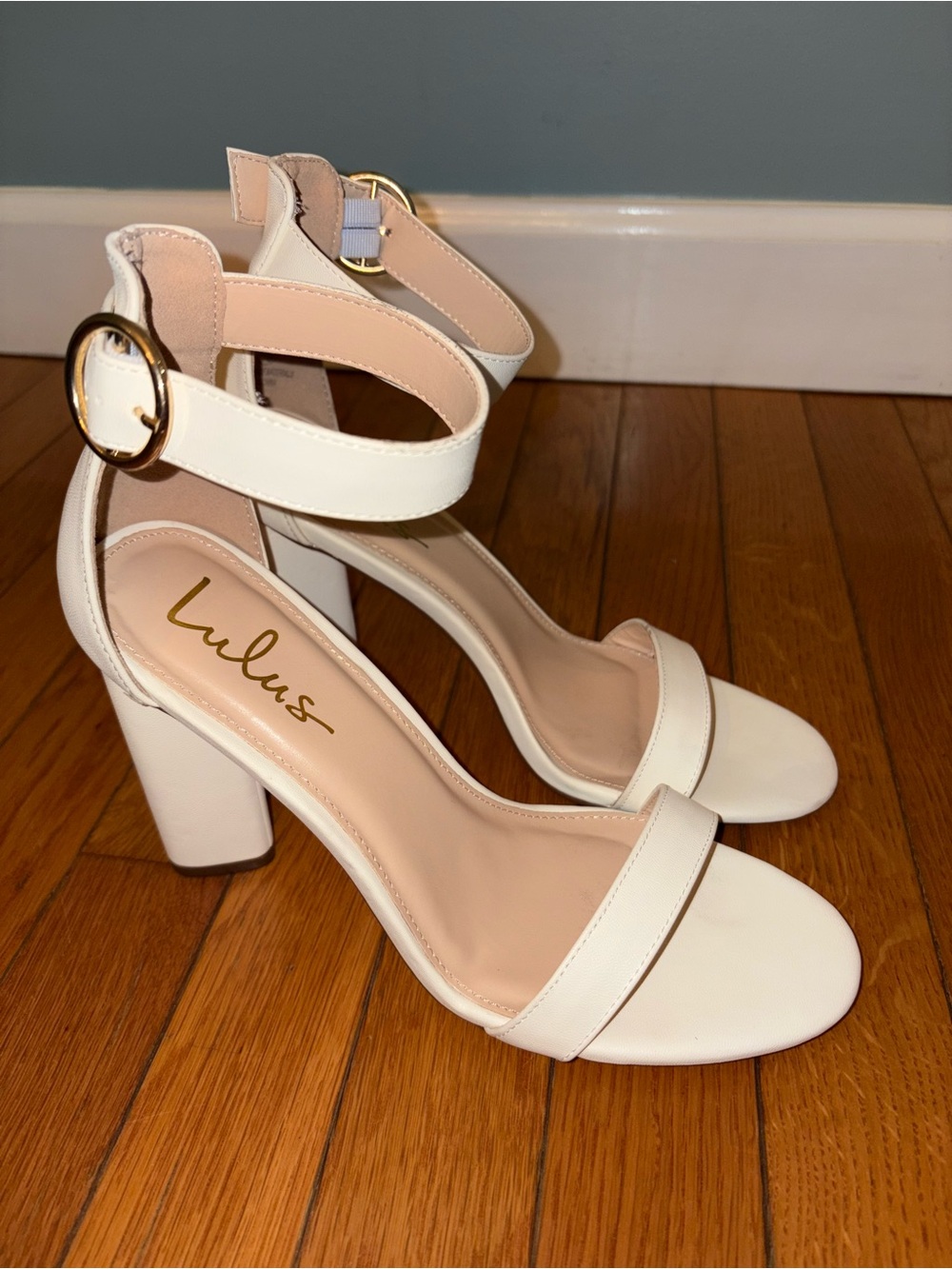 Lulus Kamali Off White Ankle Strap Heels Women’s Size 10